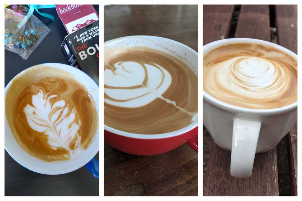 collage of latte art progression